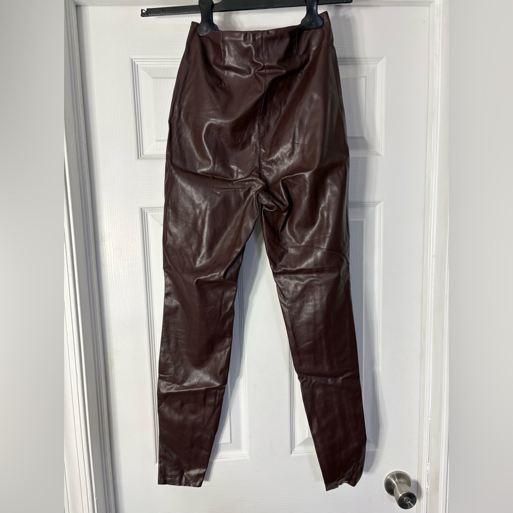 H&M Brown Tapered Leather Pants